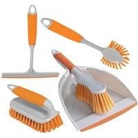 Charles Bentley 'Brights' Kitchen Bundle Dustpan & Brush Washing Up Orange
