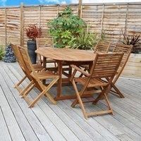 Charles Bentley FSC Acacia Hardwood Furniture Set with Extendable Table & 6 Chai
