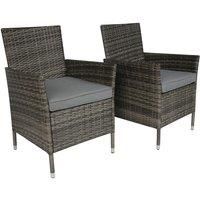 Charles Bentley Pair of Rattan Chairs - Grey Rattan with Grey Cushion