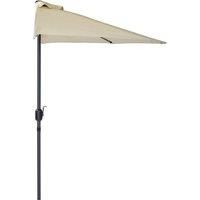 Charles Bentley 2.7m Beige Metal Garden Balcony Umbrella With Crank Function