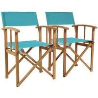 Charles Bentley FSC Wooden Pair of Folding Directors Chairs - Cream, Grey, Teal