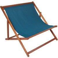 Charles Bentley Wooden FSC Eucalyptus Folding Double Deck Chair  Blue