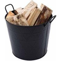 Yew Small Fireside Log Bucket Contemporary Design Iron Matte Black