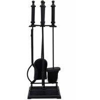 Lilac Fireside Companion Set Iron Frame Aluminium Handles Rectangular Base