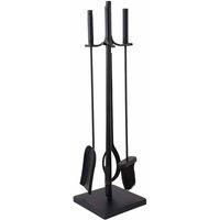 Redbud Fireside Companion Set Iron Tool Stand Aluminum Handles Square Base Black