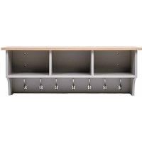 Charnwood Floating Storage Shelf with Metal Hooks and Three Storage Cubbies
