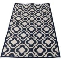 Charles Bentley Blue Patterned Lightweight Weatherproof Indoor/Outdoor Rug Plastic Garden Lightweight UV Resistant Recycled Material Mat For Balcony Beach BBQ And More (120x170cm)