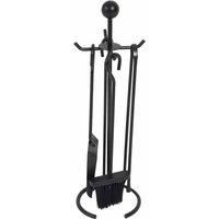 Cedar Fireside Companion Set with Poker Tongs Coal Shovel Brush Tool Stand Iron