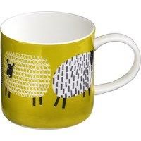 New Ulster Weavers Dotty Sheep Retro Mustard Yellow Fine China Gift Mug Tea Cup