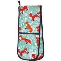New Ulster Weavers Foraging Fox Blue Cotton Double Oven Glove Kitchen Pot Holder