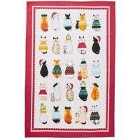 Ulster Weavers Christmas Cats in Waiting Tea Towel Red