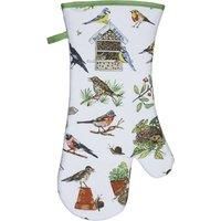 Gauntlet Oven Glove Ulster Weavers Garden Birds 100% Cotton Green