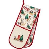 Double Oven Glove Ulster Weavers Merry Mutts 100% Cotton Red