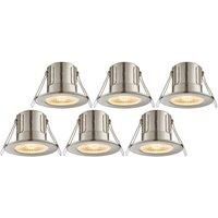 Saxby CosmosEco V3 Fixed Fire Rated LED Recessed Downlights Satin Nickel 6W 500lm 6 Pack (377RE)