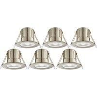 Saxby CosmosEco V3 Fixed Fire Rated LED Recessed Downlights Satin Nickel 6W 500lm 6 Pack (823RE)