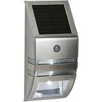 LAP Bulkhead Wall Light Solar Powered Silver Outdoor Wireless PIR Sensor 40LM