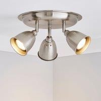 Filbert 3 Light Hammered Chrome Spotlight Satin Nickel