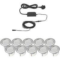 LAP Deck Light LED Apollo White Kit 10 Pack Polished Stainless Steel Dia 45 mm