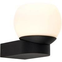 Saxby IP44 Bond Bathroom LED Wall Light - Matt Black with Opal Glass Shade