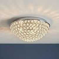 Ceiling Light Flush Chrome Crystal For Any Room Tempered Glass Diffuser IP44 18W