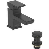 Bristan Cobalt Basin Mixer Tap with Clicker Waste - Black