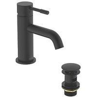 Bristan Mila Basin Mixer Tap with Clicker Waste Black (MI BAS BLK)