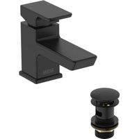 Bristan Cobalt Mono Basin Mixer Tap with Clicker Waste  Black