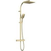 Quadrato Safe Touch Adjustable Thermostatic Rigid Riser Bar Shower Brushed Brass