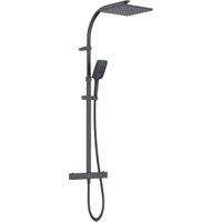 Quadrato Safe Touch Adjustable Thermostatic Rigid Riser Bar Shower Black