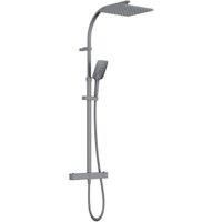Quadrato Safe Touch Adjustable Thermostatic Rigid Riser Bar Shower Gun Metal