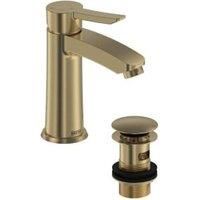 Bristan Apelo Eco Start Basin Mixer with Clicker Waste - Brushed Brass