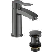 Bristan Apelo Eco Start Basin Mixer with Clicker Waste - Brushed Anthracite