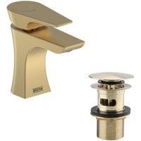Hourglass Eco Start Basin Mixer - Brushed Brass
