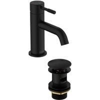Molida Eco Start Basin Mixer Tap with Clicker Waste - Black