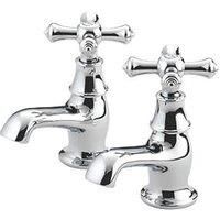 Bristan Bathroom Basin Taps Twin Chrome Traditional Cross Head Cold Hot Water