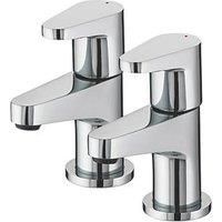 Bathroom Pillar Taps Hot And Cold Chrome Brass Contemporary Design Ceramic Disc