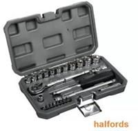 Halfords Socket Set Kit 30 Piece 1/4" Drive SAE Imperial Metric Workshop Tools