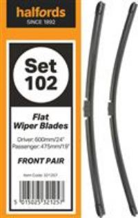 Halfords Set 102 Wiper Blades  Front Pair