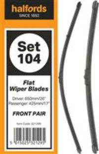 Halfords Set 104 Wiper Blades  Front Pair