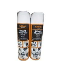 WHEEL & WHEEL TRIM SPRAY PAINT WHITE  500ML CANS HALFORDS x2