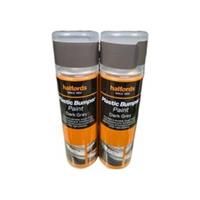 PLASTIC BUMPER PAINT DARK GREY SPRAY PAINT 300ML HALFORDS X2