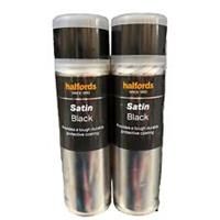 SATIN BLACK SPRAY PAINT 300ML 2X CANS HALFORDS