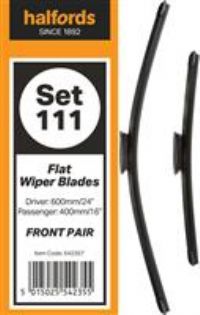Halfords Front Car Windscreen Fit Wiper Window Blade Pair Set 111 - Flat