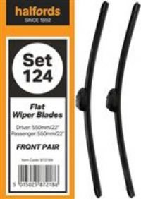 HALFORDS Wiper Blades 124 Front Pair (Driver 550mm 22in Passenger 550mm 22in)