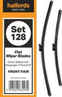 Halfords Set 128 Wiper Blades  Front Pair