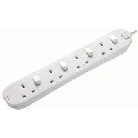Masterplug 4 Socket Individually Switched Extension Lead - White 2m 13A