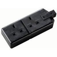 Masterplug 13A Twin Rewireable Trailing Socket - Black