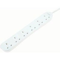 Masterplug 6 socket 13A White Extension lead 1m