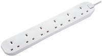 Masterplug Six Socket Long Extension Lead, 2 Metres, 13 Amp, White
