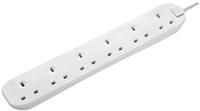 Masterplug Six Socket Long Extension Lead, 2 Metres, 13 Amp, White